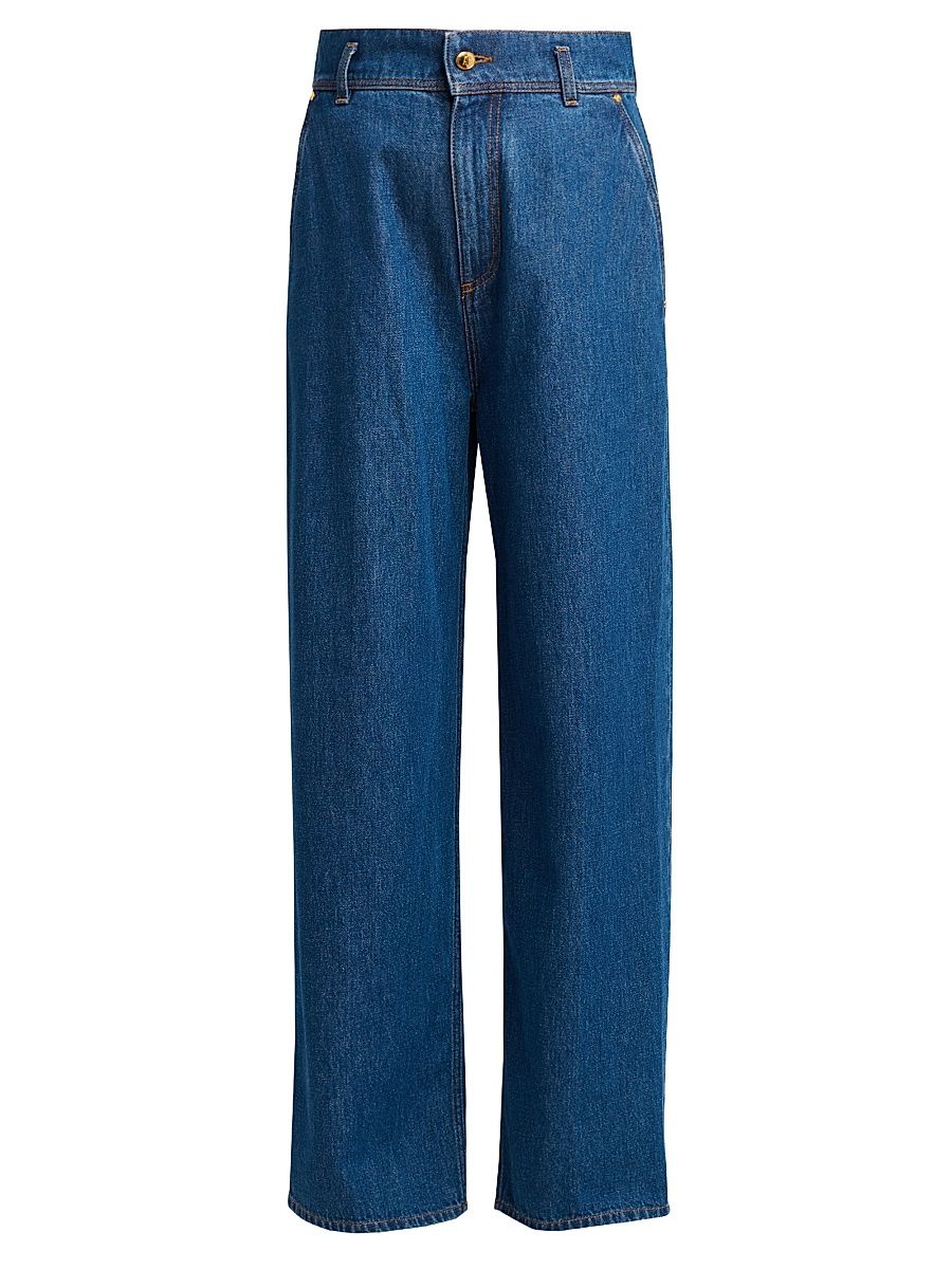 Women's High-Waisted Wide-Leg Jeans - Blue - Size 12