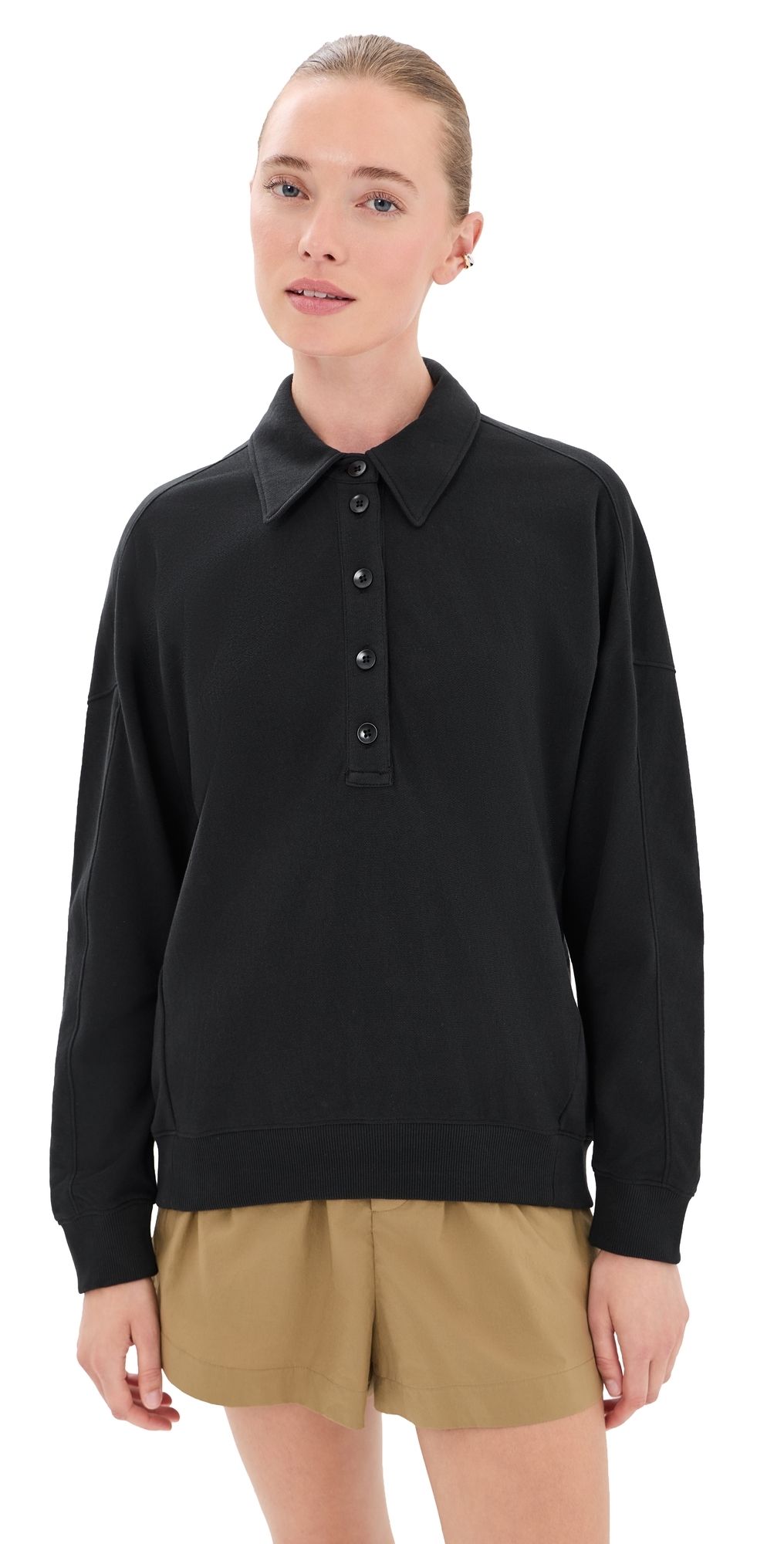 Tibi Lightweight Polo Sweatshirt Black L