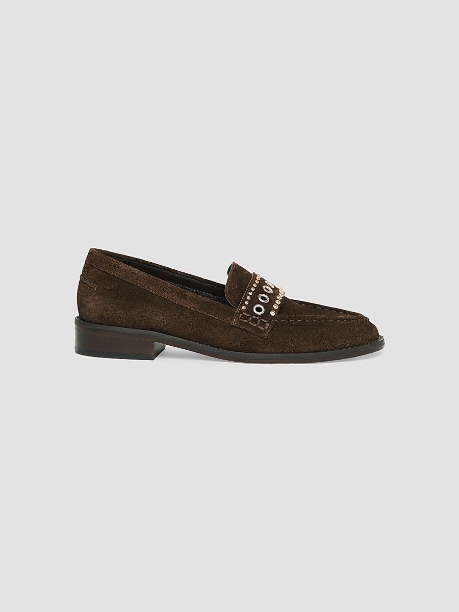 Women's Resort Gretta Mixed-Metal Studded Loafers - Chocolate - Size 11