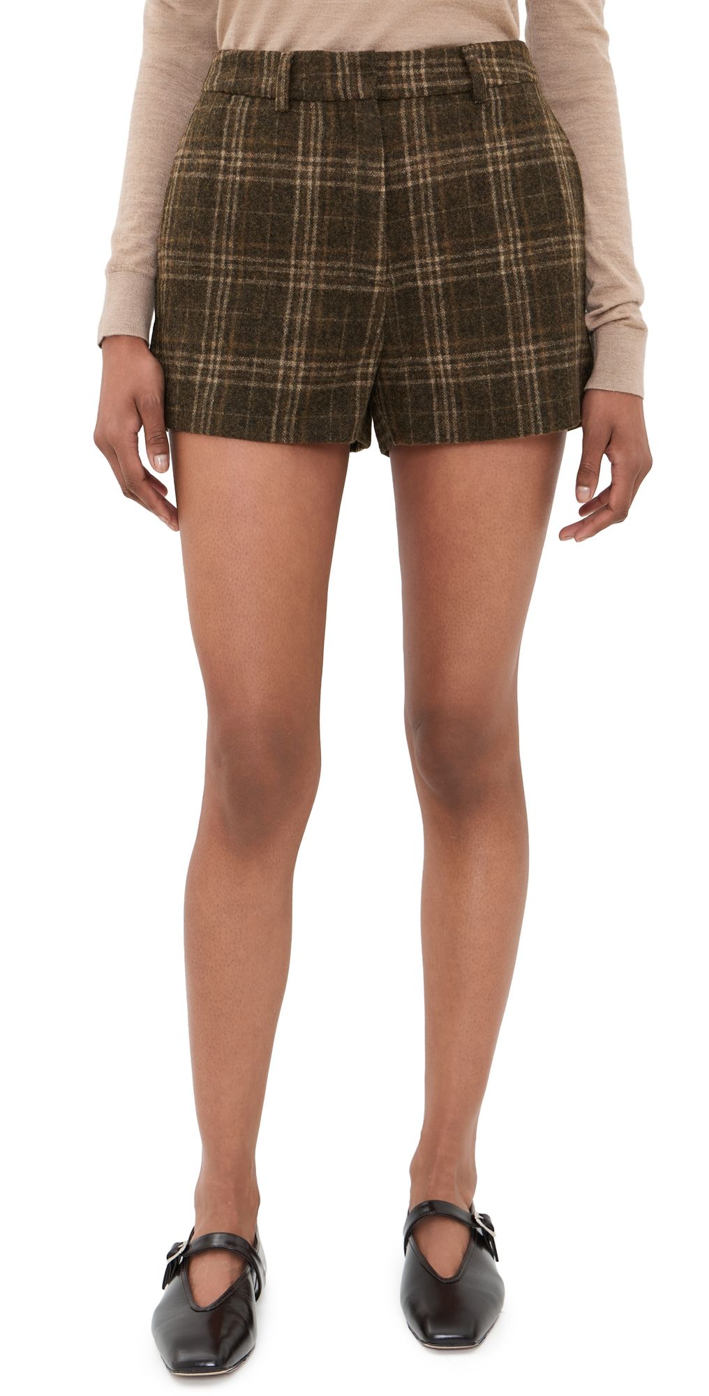 ASTR the Label Wynn Shorts Brown Plaid S