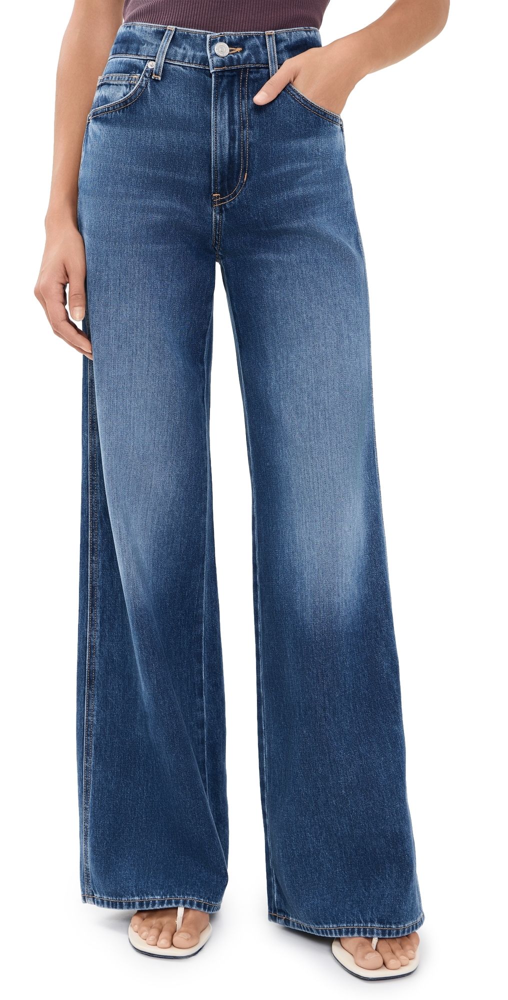 Veronica Beard Jean Kasey Wide Leg Jeans Bright Blue 26