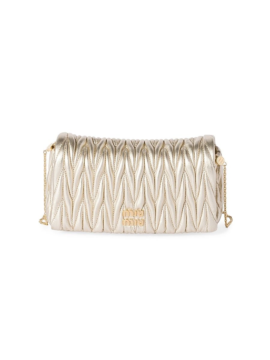 Women's Matelassé Nappa Leather Mini Shoulder Bag - Gold