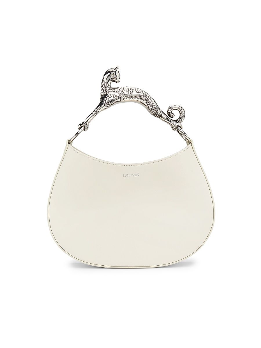 Women's Cat Handle Leather Hobo Bag - Chalk