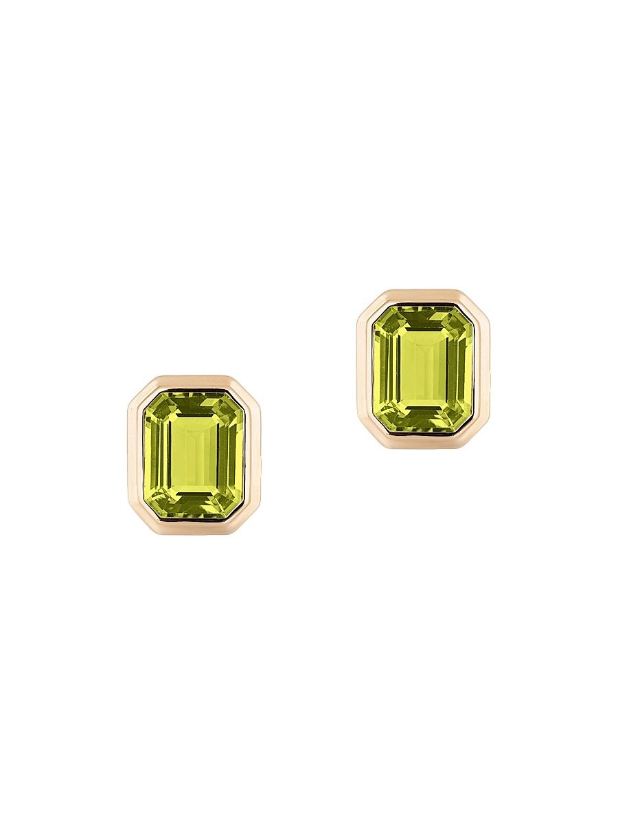 Women's Manhattan 18K Yellow Gold & Peridot Stud Earrings - Green