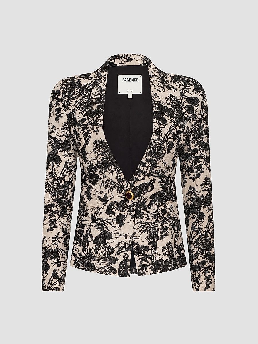Women's Kaisley Toile-Print Blazer - Brown Beige Toile - Size 12