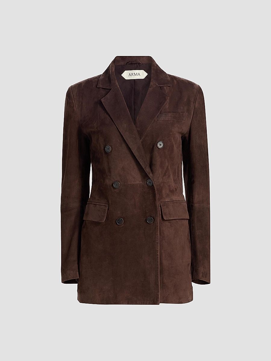 Women's Safia Suede Jacket - Mud Brown - Size 14