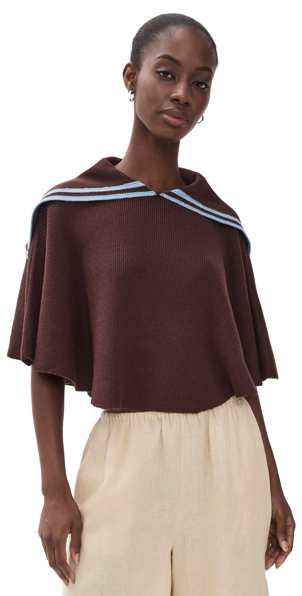 Muse Assembly Pip Knit Cape Choc And Blue XL