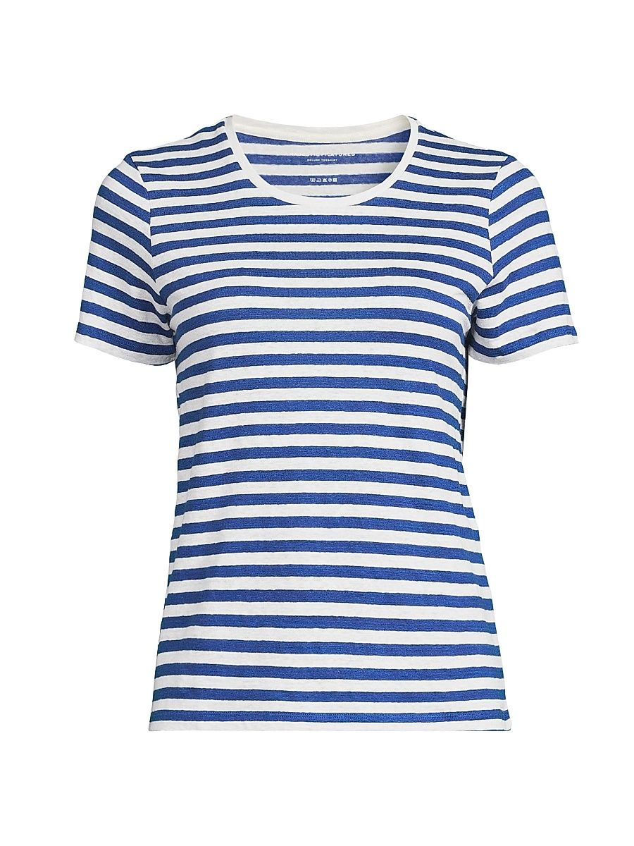 Women's Stretch Linen Striped T-Shirt - Abyss - Size XS