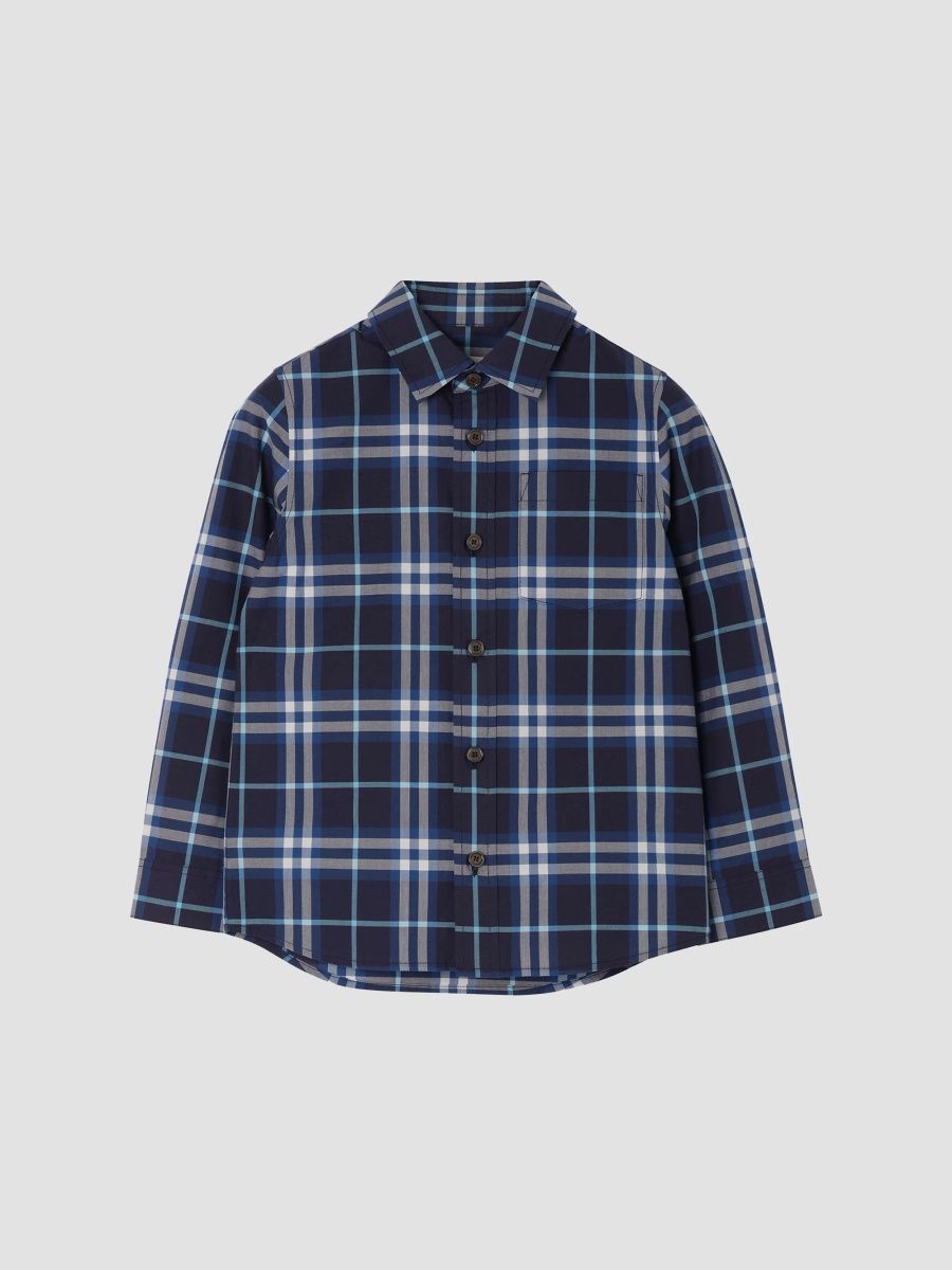 Burberry Boy's Little Boy's & Boy's Check Cotton Shirt - Torrent Blue - Size 8