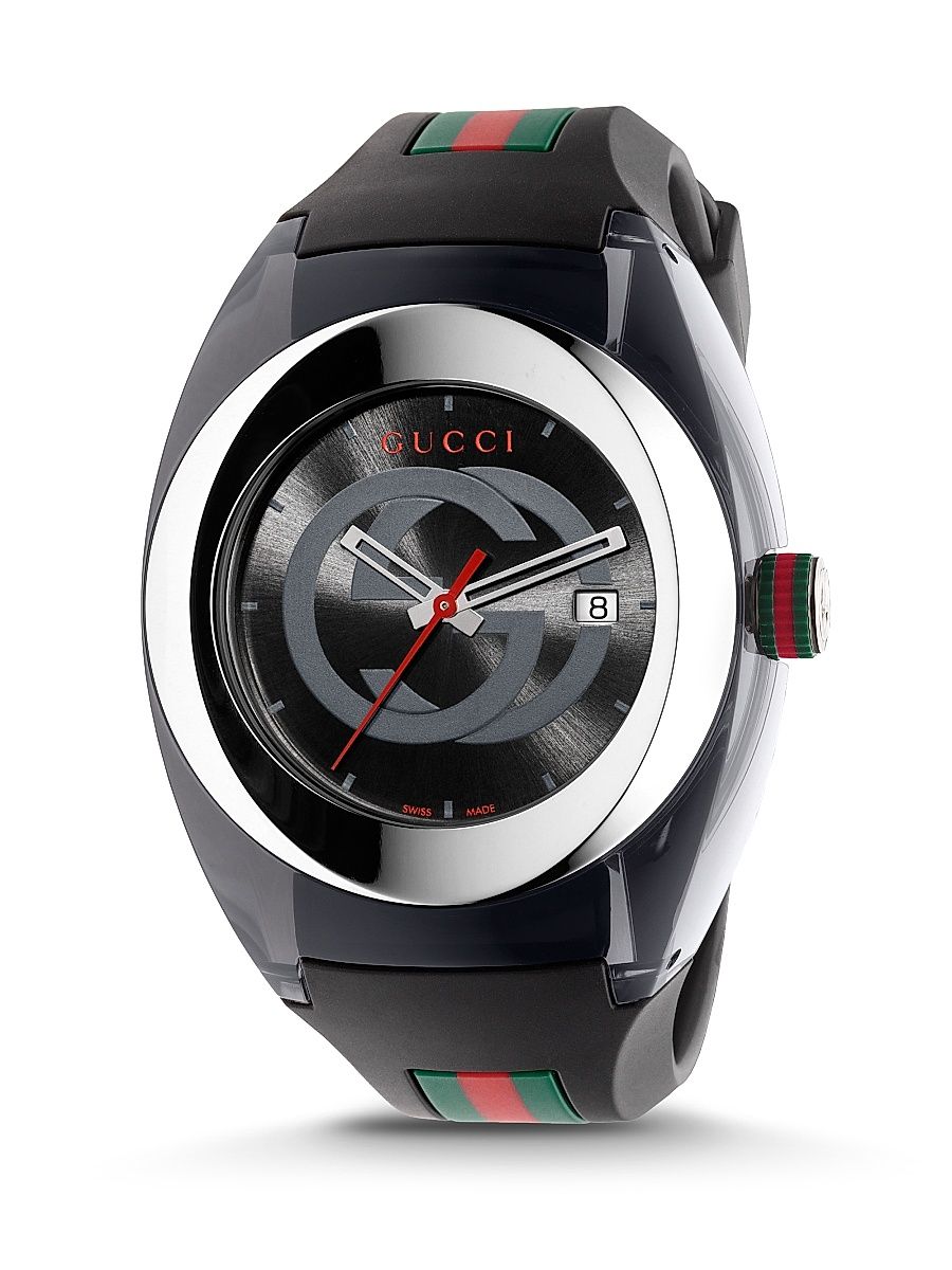 Men's Sync Stainless Steel & Rubber Strap Watch - Black