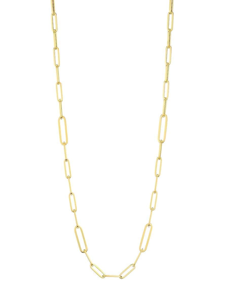 Women's 18K Yellow Gold Oval Paper Clip Chain Necklace, 22" - Yellow Gold - Size 22