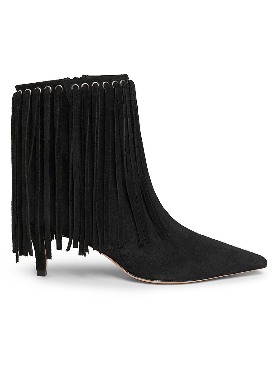 Women's Sammy Fringe Suede Ankle Boots - Black - Size 9