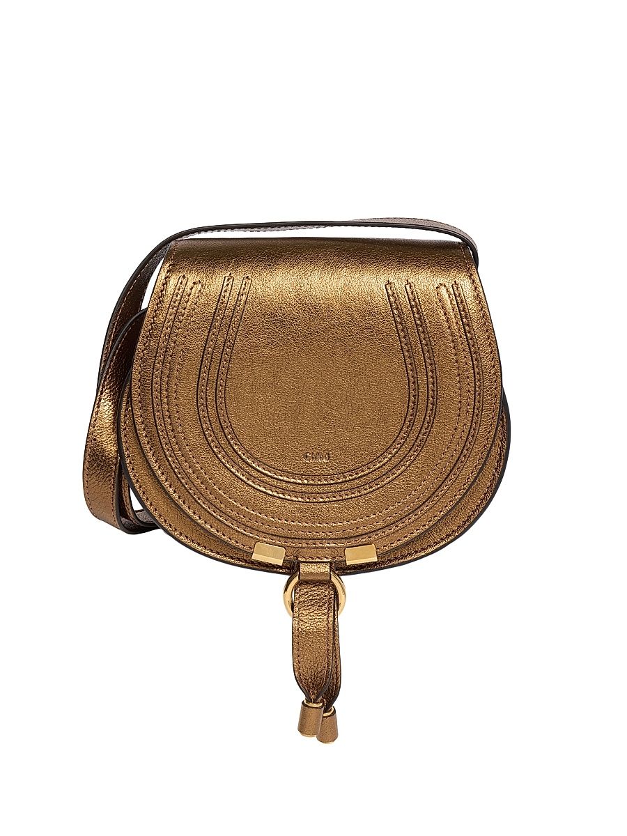 Women's Marcie Small Metallized Leather Crossbody - Golden Brown