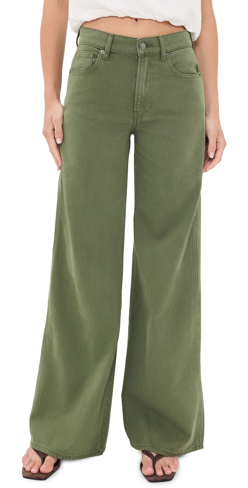 Veronica Beard Jean Kasey Wide Leg Jeans Stone Army 31
