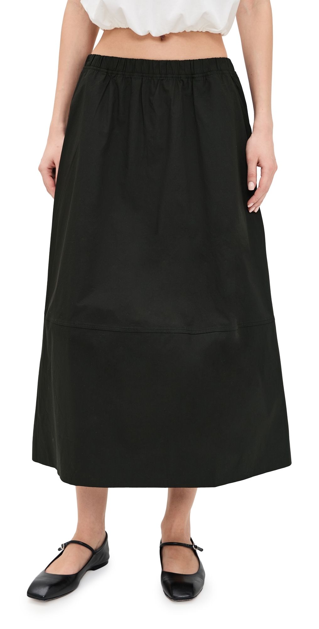 perfectwhitetee Minka Cotton Poplin Skirt True Black L