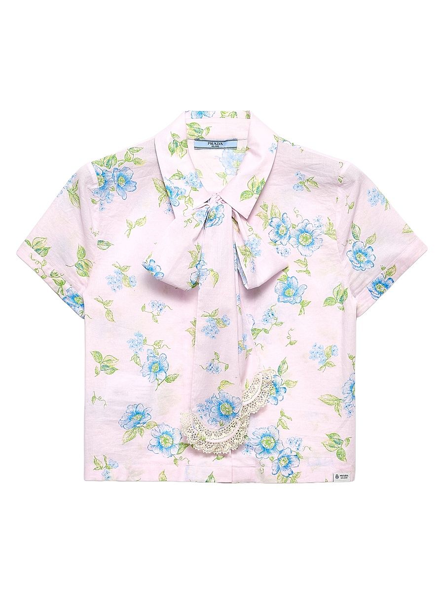 Women's Floral Print Batiste Shirt - Pink - Size 10