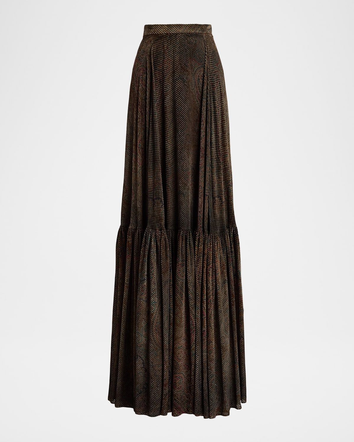 Carlita Burnished Paisley Velvet Twill Maxi Skirt