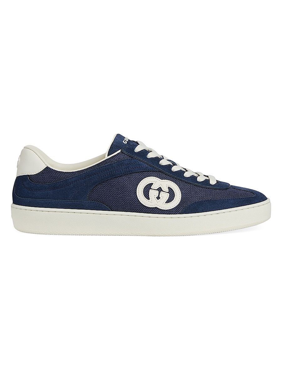 Men's G74 Logo Suede Low-Top Sneakers - Blue - Size 6