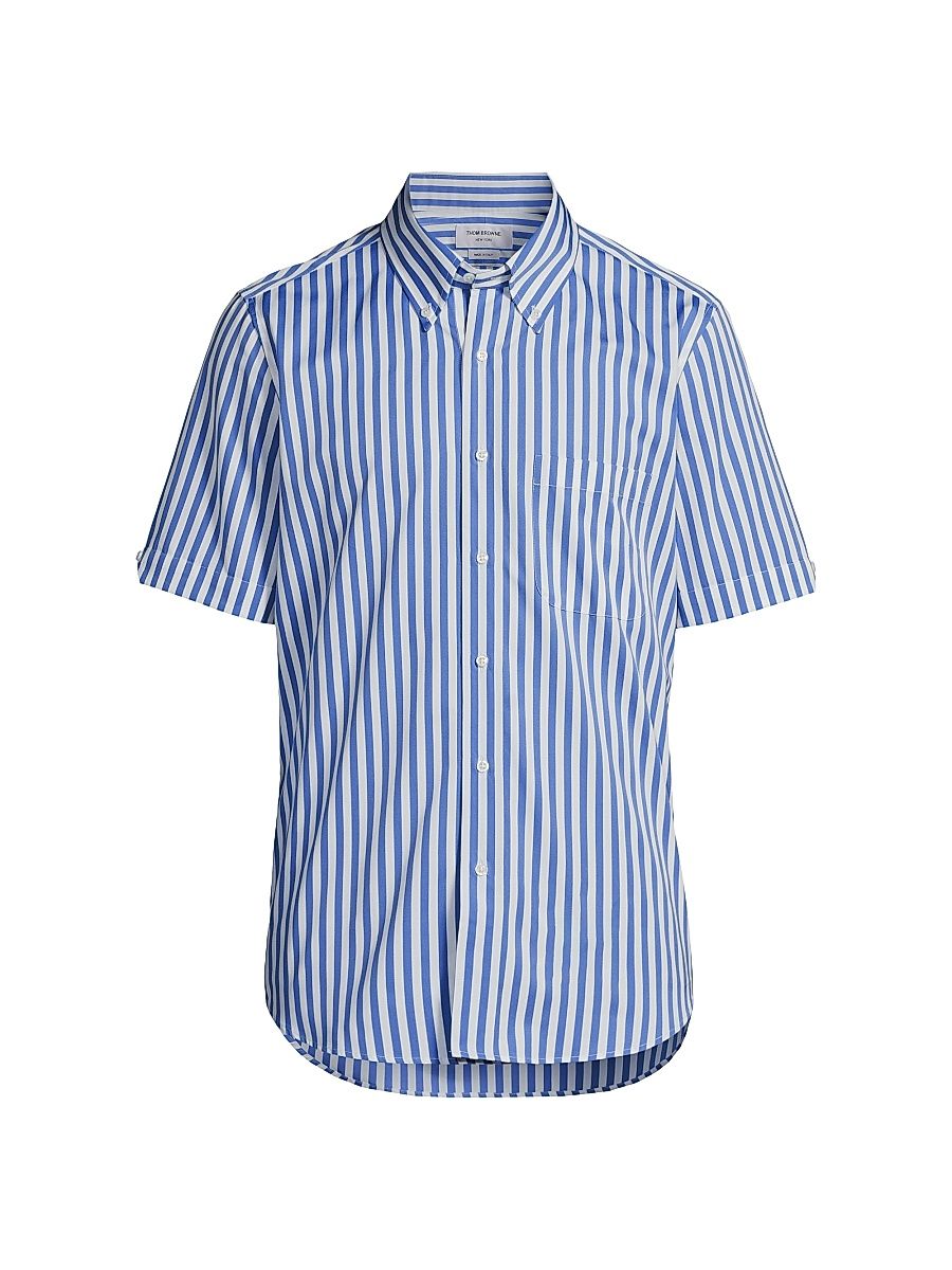 Men's Awning Striped Poplin Button-Front Shirt - Medium Blue - Size XL