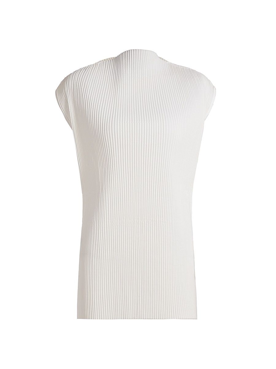 Women's Plissé Sleeveless Top - Off White - Size XL