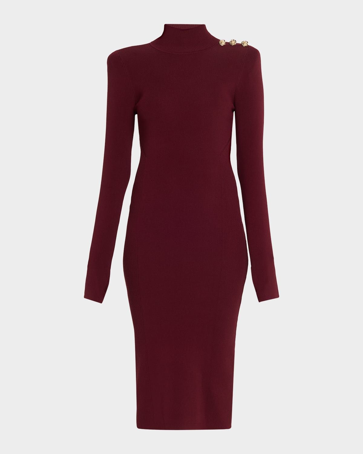 Larelle Mock-Neck Ribbed Bodycon Dress
