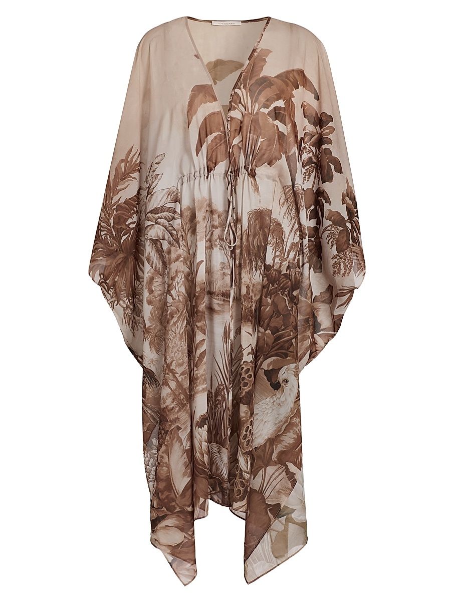 Women's Everleigh Printed Chiffon Cover-Up Dress - Natural Multi - Size XL