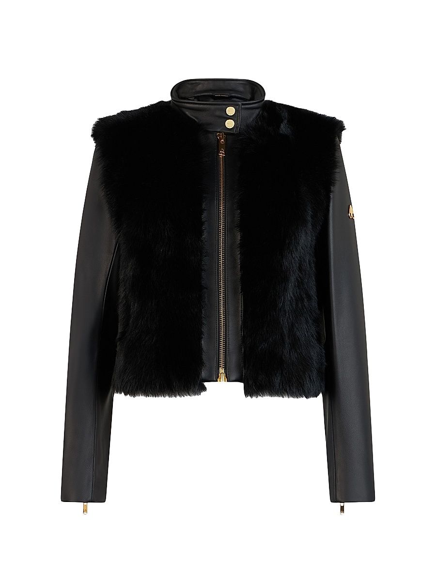 Women's Luna Leather & Shearling Jacket - Black - Size Small