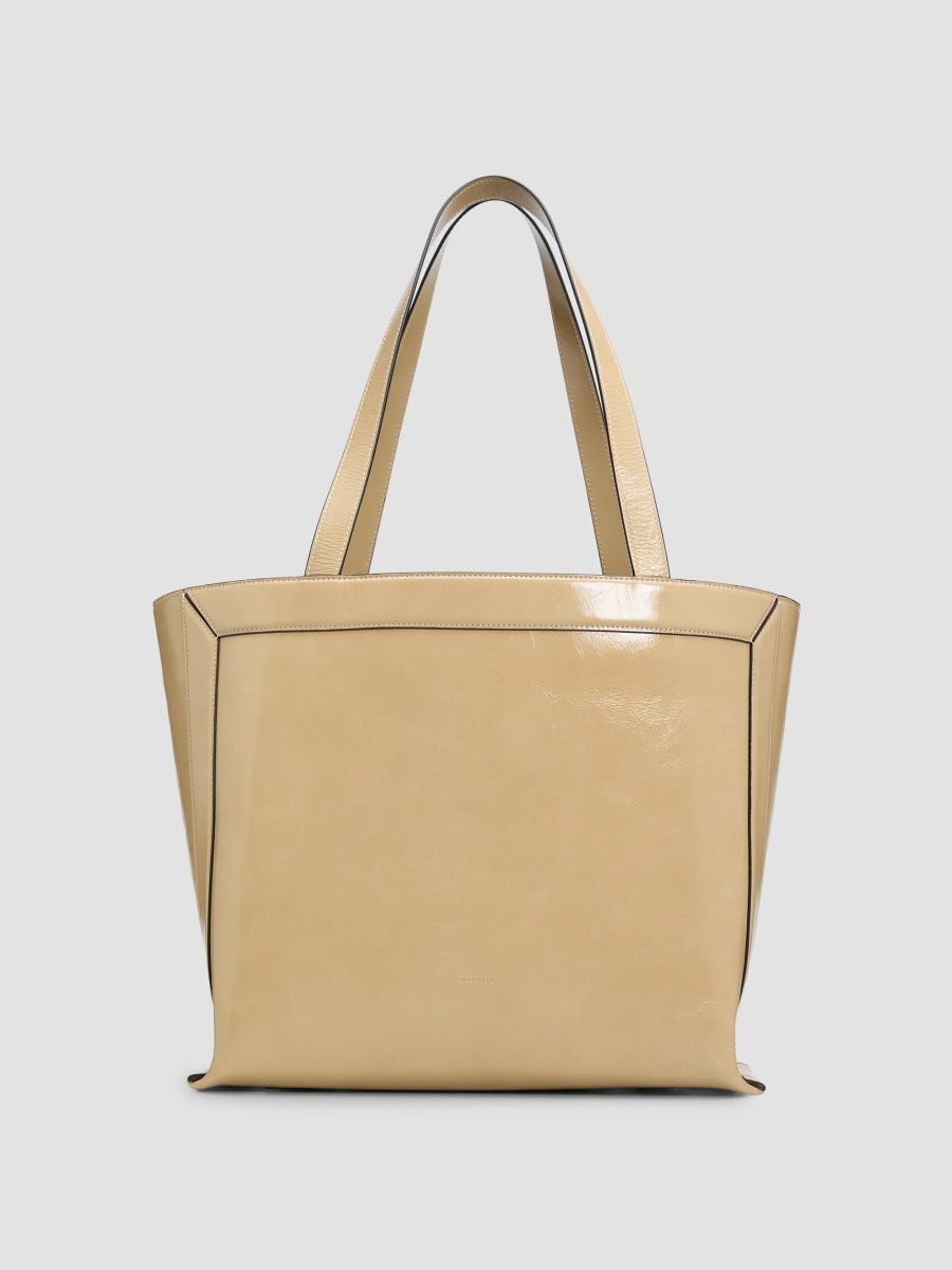 Wandler Women's Ida High-Gloss Leather Tote Bag - Sand Glaze