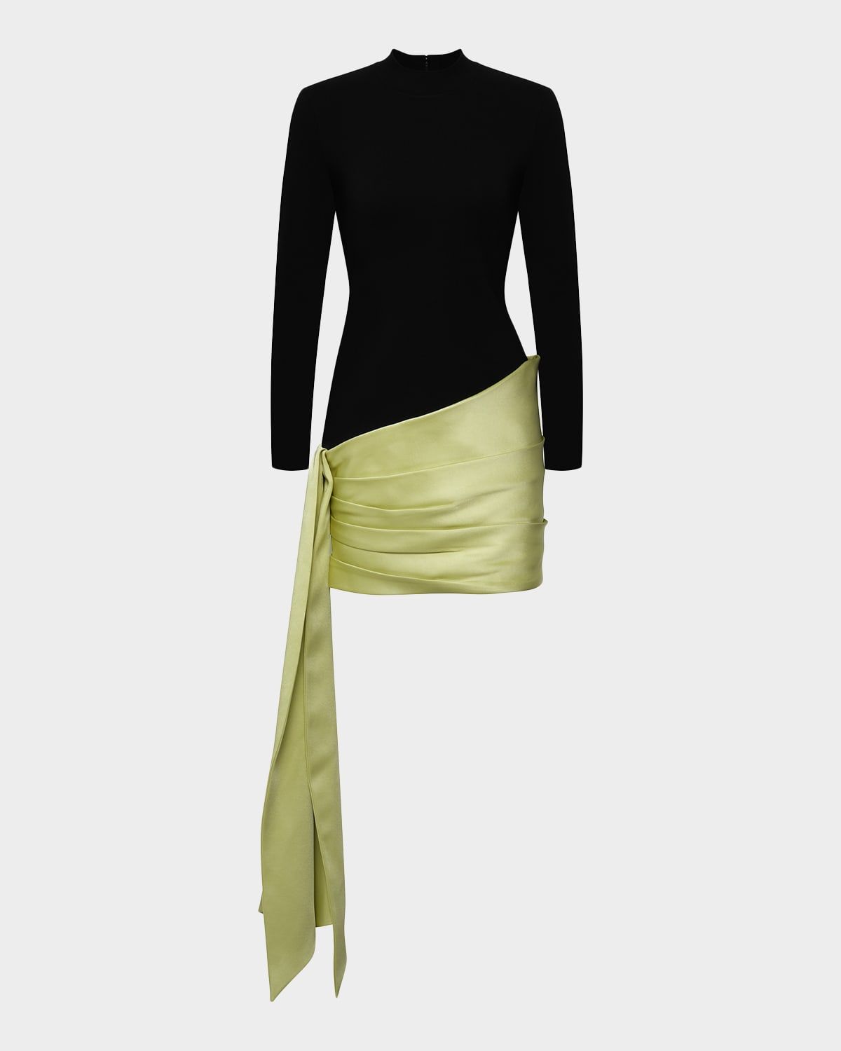 Simone Colorblock Asymmetric Draped Mini Dress