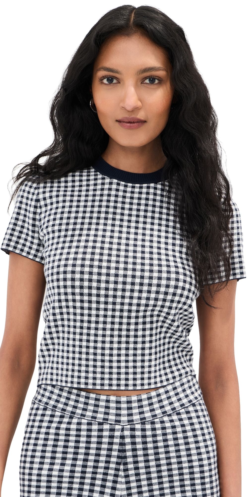 LE BOP Gingham Knit Tee Midnight/White L