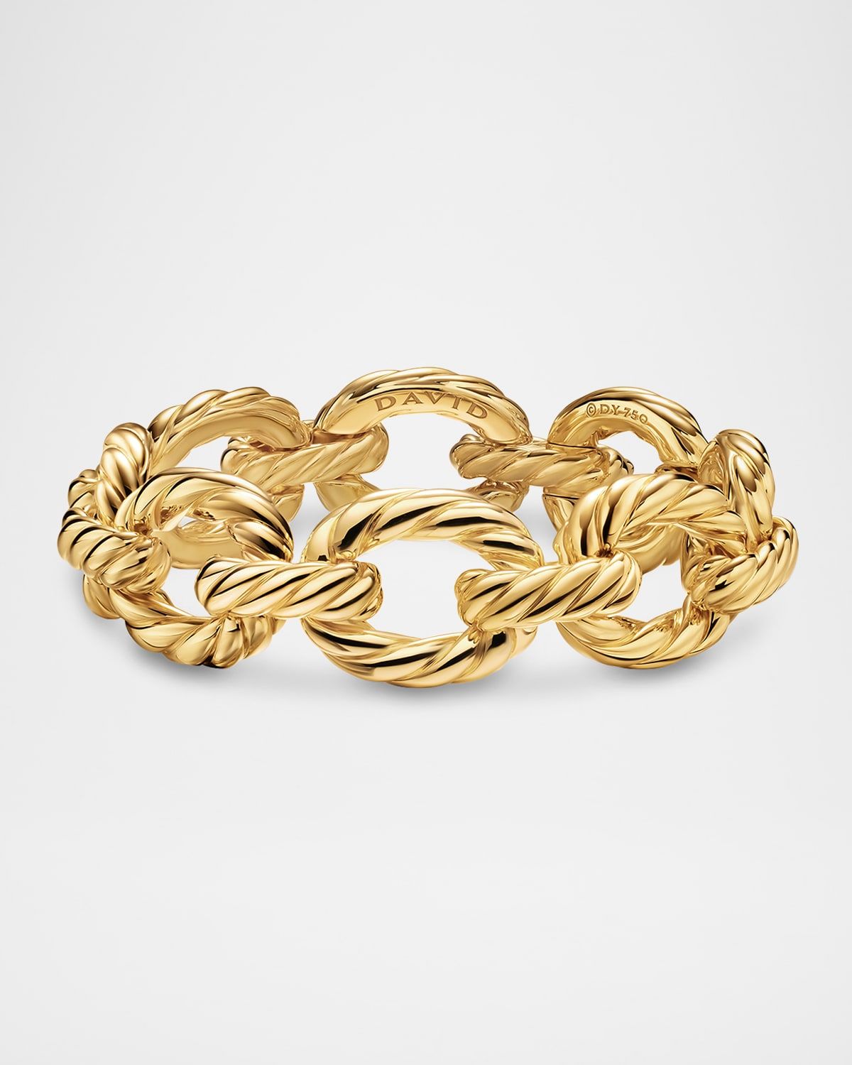 Sculpted Cable Oval Link Bracelet in 18K Gold