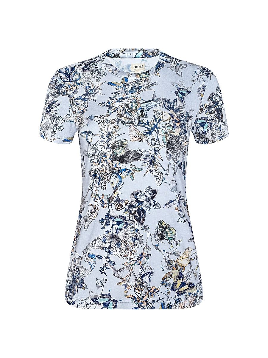 Women's Ressi Butterfly Crewneck T-Shirt - Grey Watercolor Butterfly - Size XS