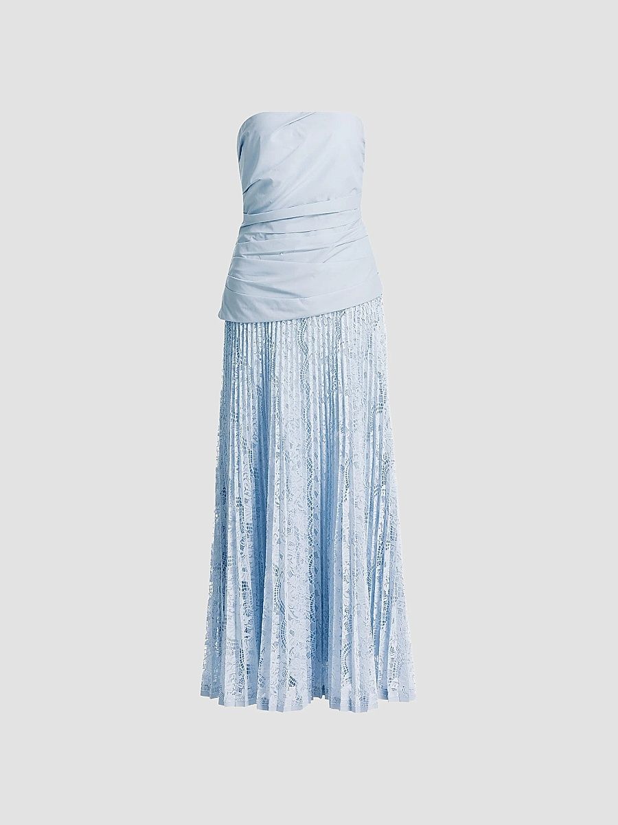 SIMKHAI Women's Annalise Lace Strapless Midi-Dress - Periwinkle Sky - Size 14