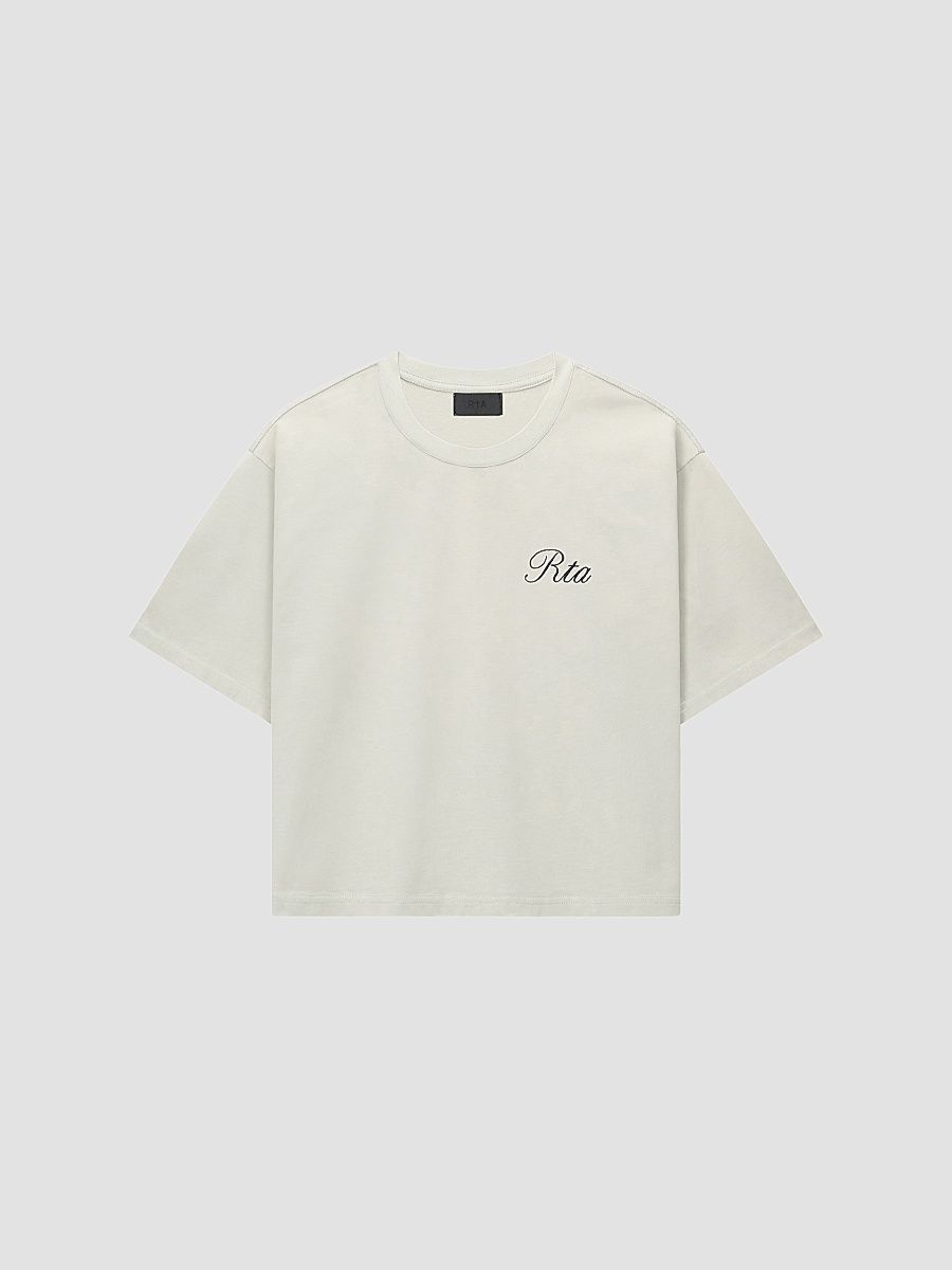 Men's Curva Ultra Austin Cropped Oversized T-Shirt - Dusted Grey Nif Script - Size XS