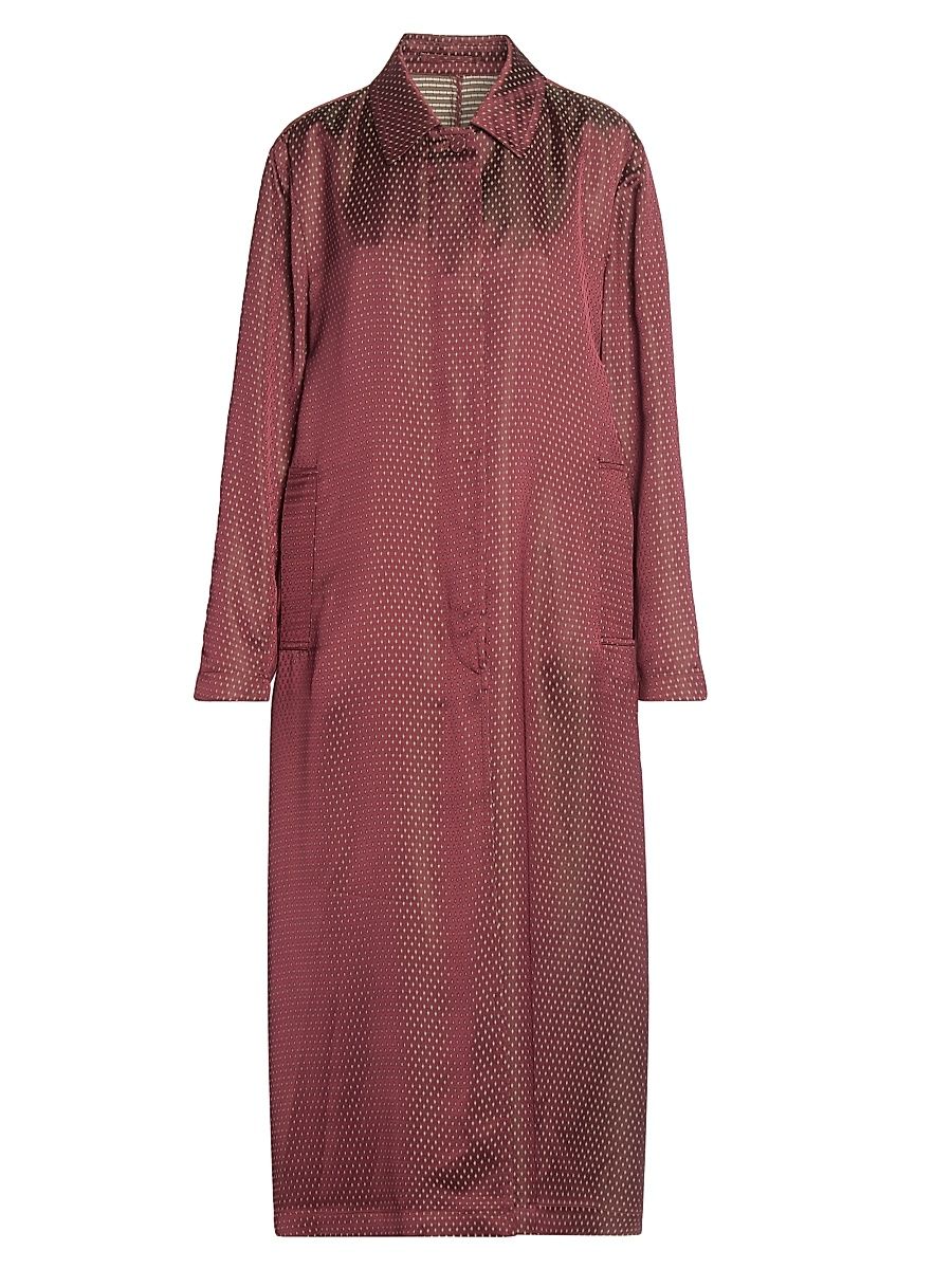 Women's Raltonas Polka Dot Longline Coat - Burgundy - Size 14