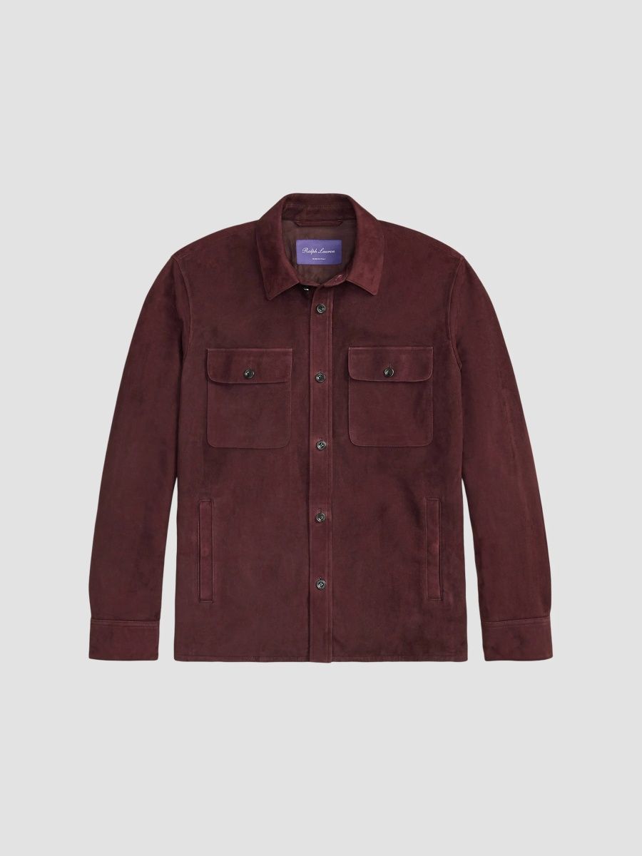 Ralph Lauren Purple Label Men's Calloway Suede Shirt Jacket - Bordeaux - Size XXL