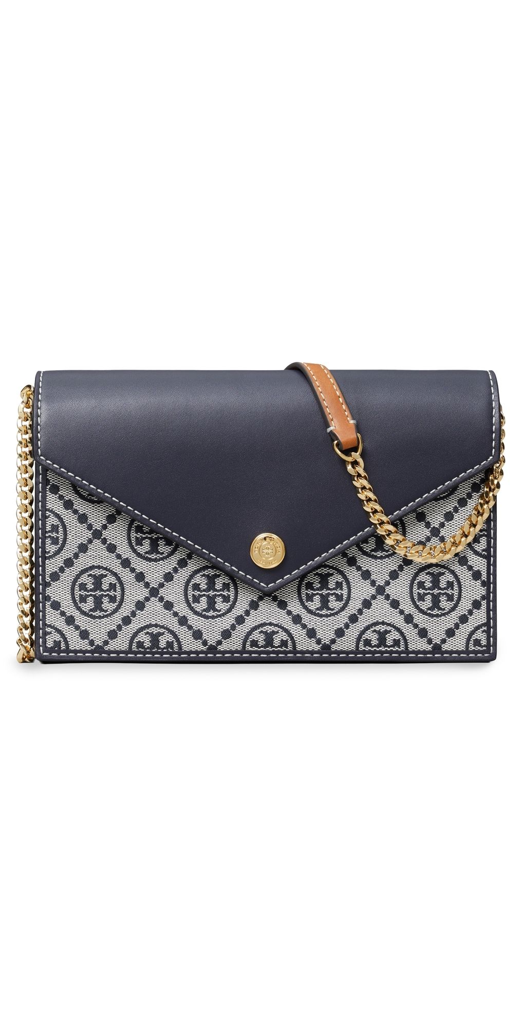 Tory Burch T Monogram Envelope Wallet On Chain Tory Navy One Size