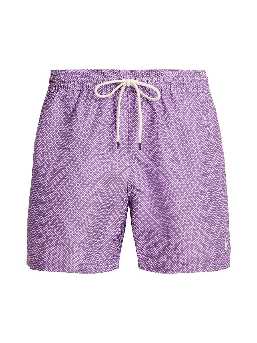 Men's Geometric Swim Trunks - Purple Island Deco - Size Large