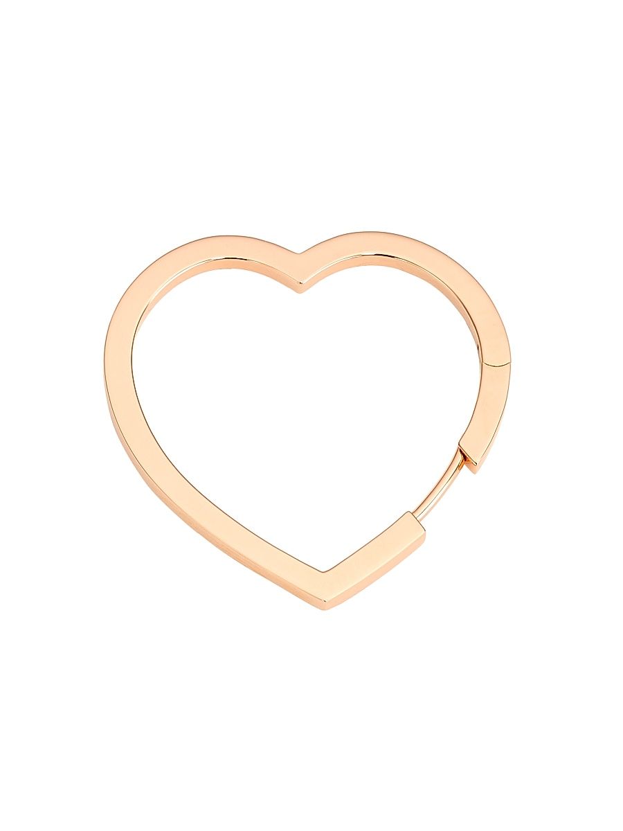 Women's Antifer 18K Gold Heart Large Single Hoop Earring - Pink Gold