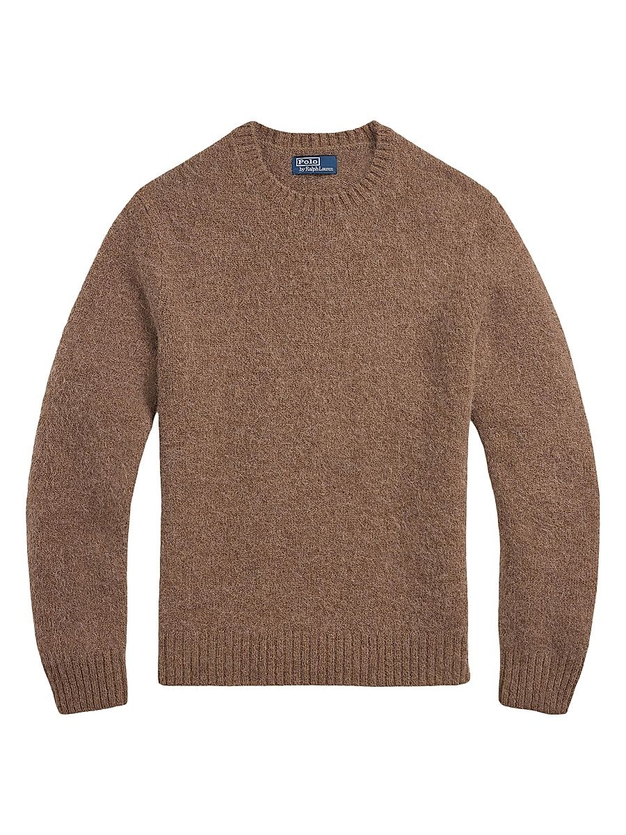 Men's Suede-Patch Knit Sweater - Copper Melange - Size XXL
