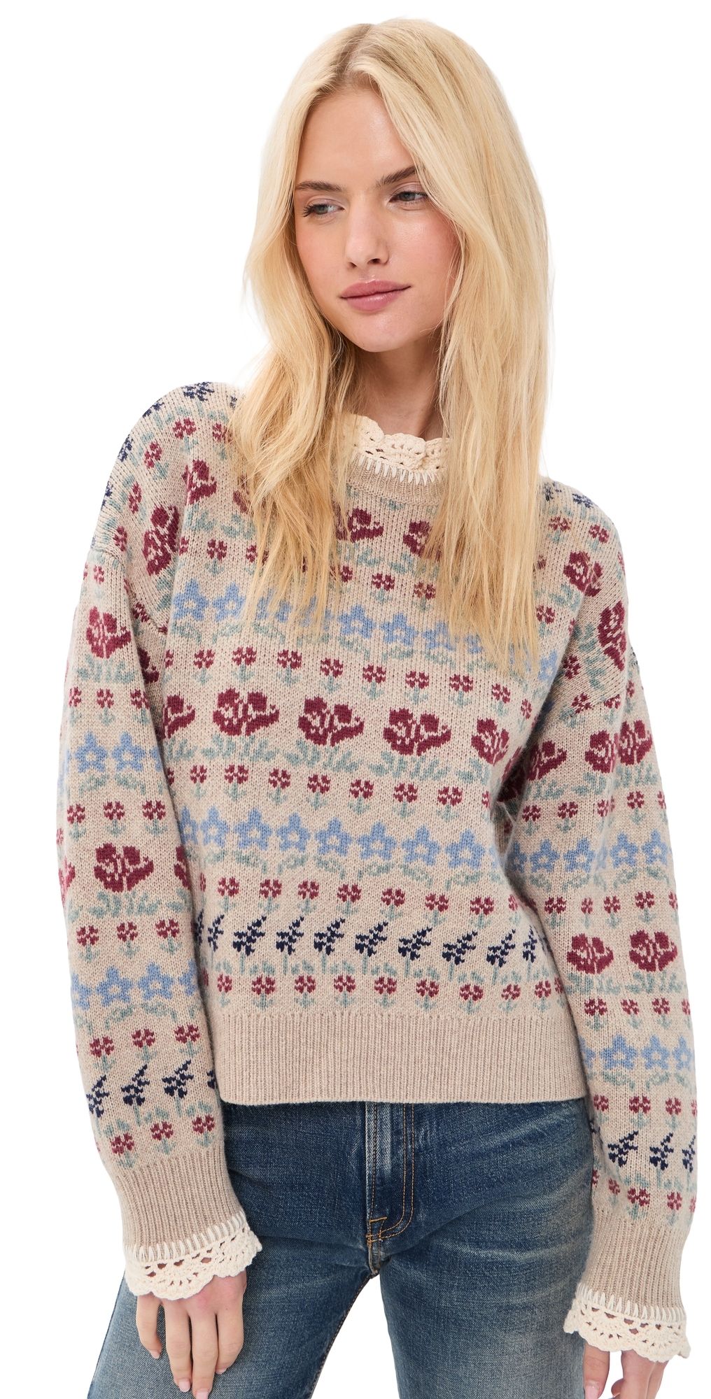 Sea Preston Knit Crew Neck Sweater Cream XL
