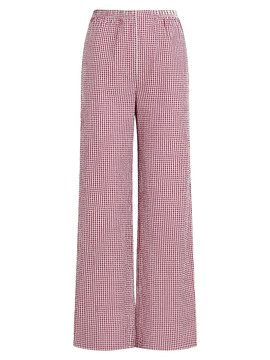 Women's The Everything Gingham Wide-Leg Pants - Raspberry White - Size XL