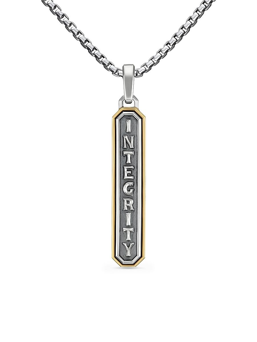 Men's Integrity Amulet in Sterling Silver with 14K Yellow Gold, 43MM - Silver