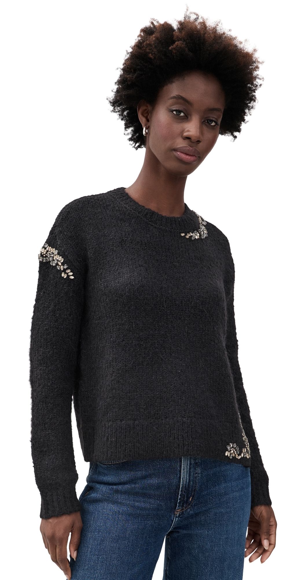 Cinq à Sept Crystal Lace Lilliana Pullover Black S