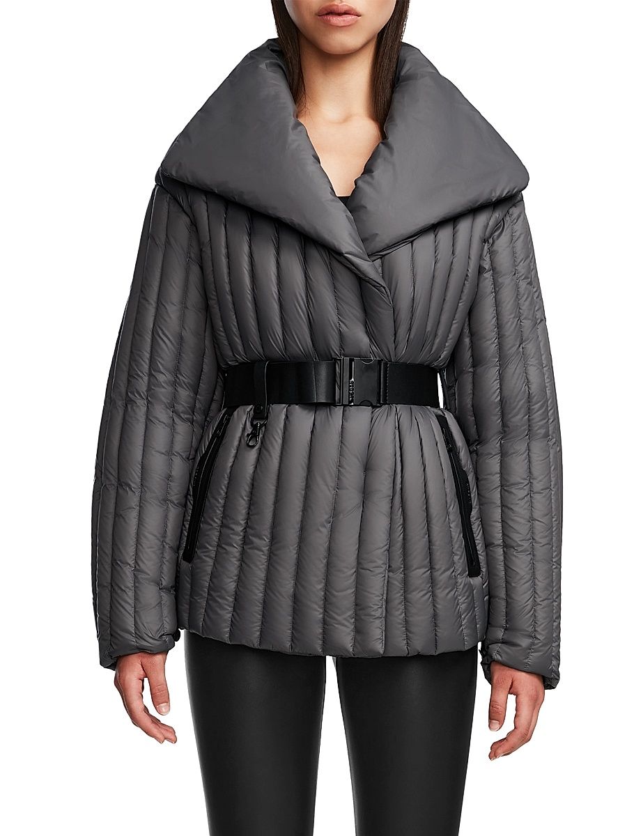 Women's Ines T Quilted Down Shawl-Collar Jacket - Grey - Size XL