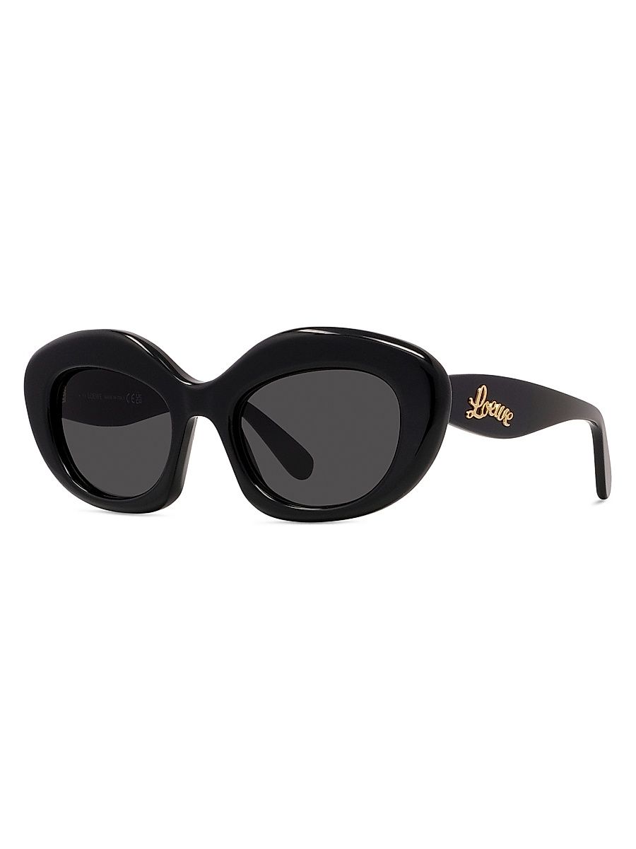 Women's Curvy 51MM Cat-Eye Sunglasses - Black Gold Smoke