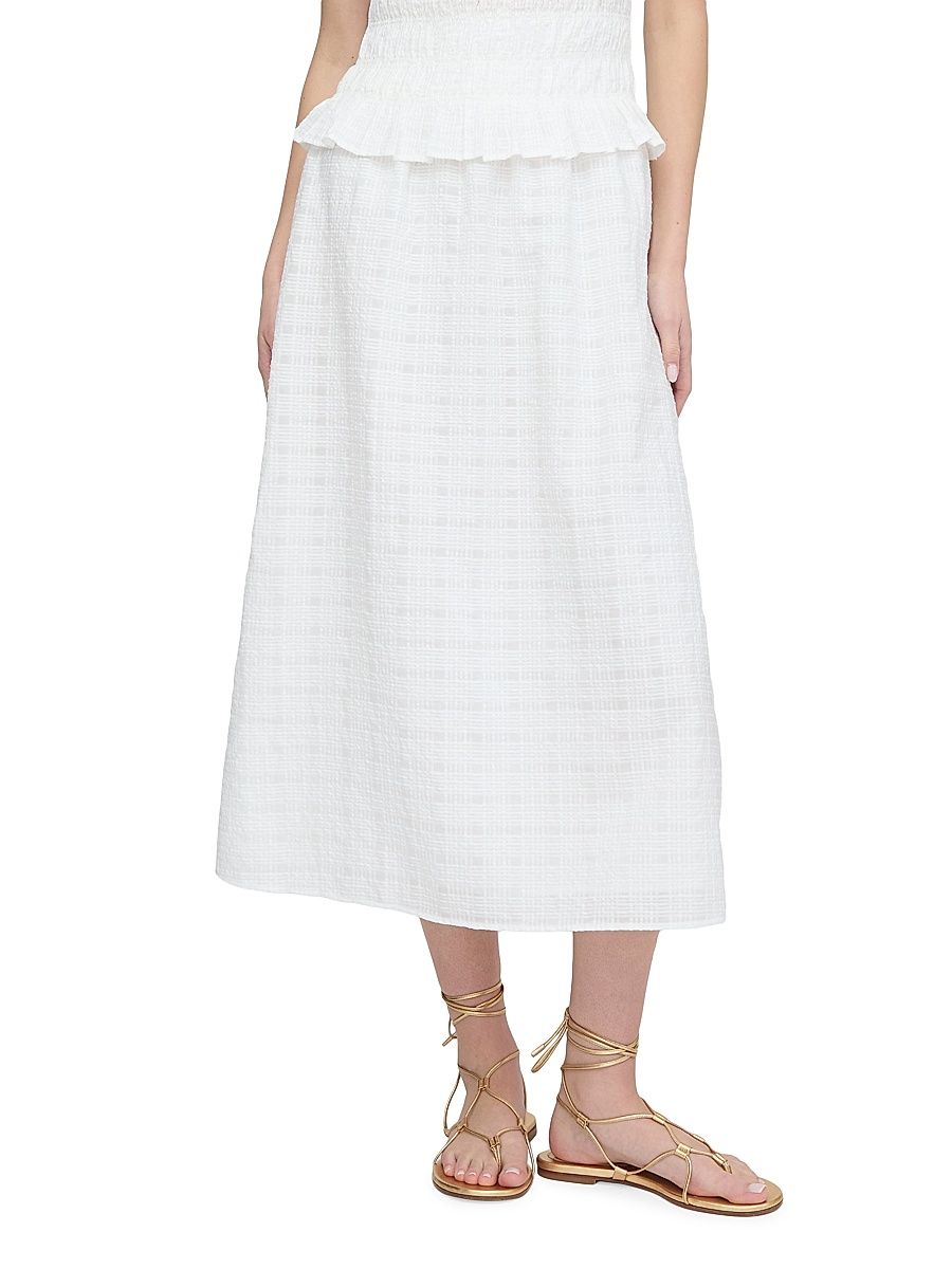 Women's The Delphine Nap Skirt - White Crinkle Check - Size XXL