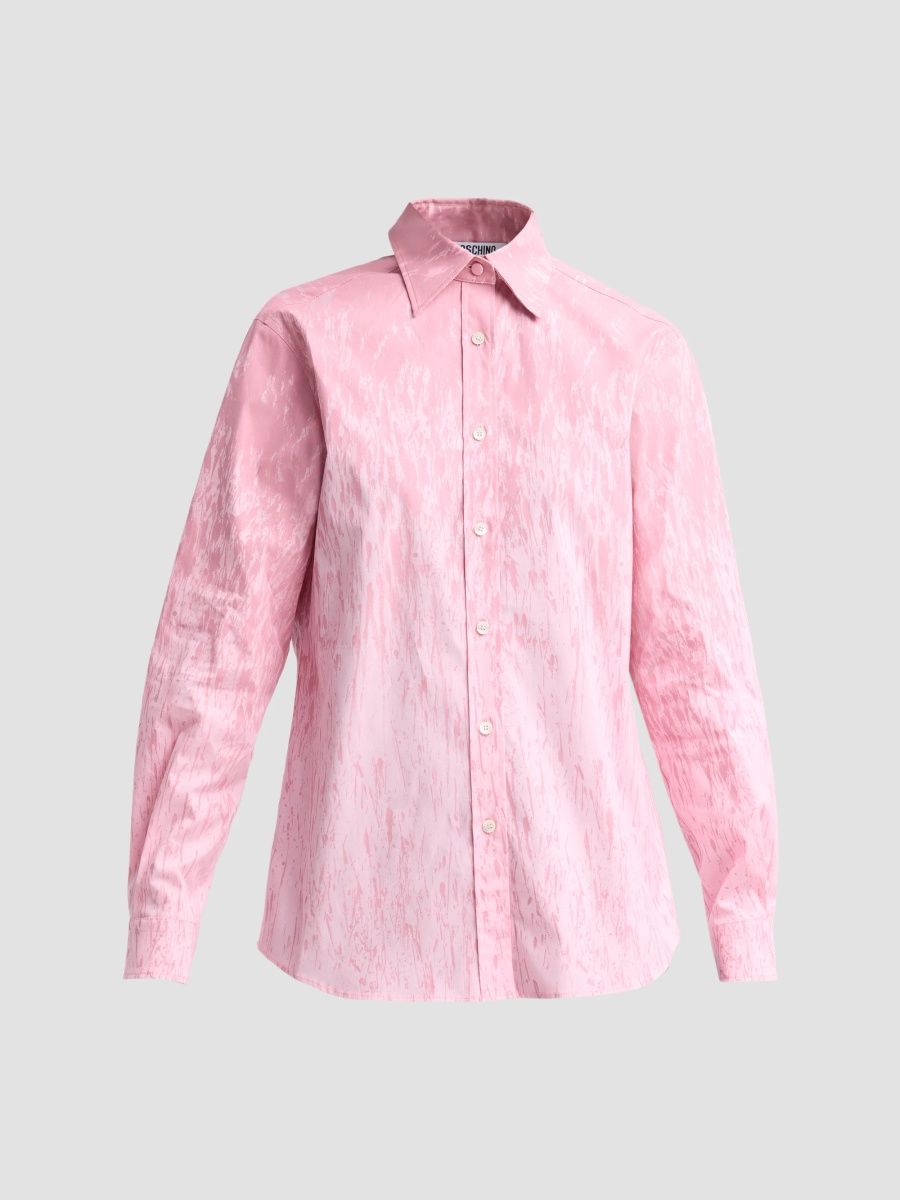 Moschino Women's Printed Stretch-Cotton Button-Front Blouse - Multi Pink - Size 10