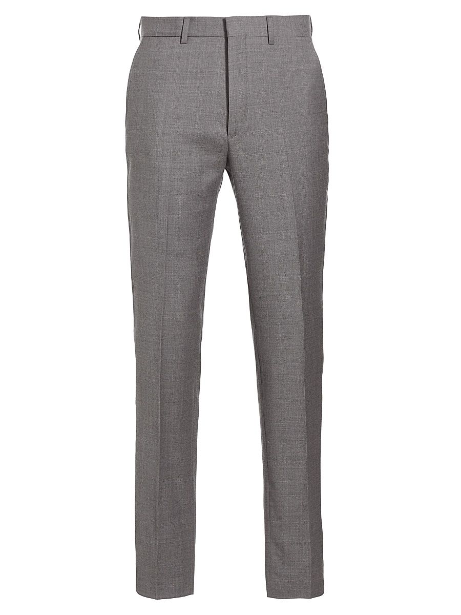 Men's Wool Twill Slim-Fit Trousers - Heather Grey - Size 40