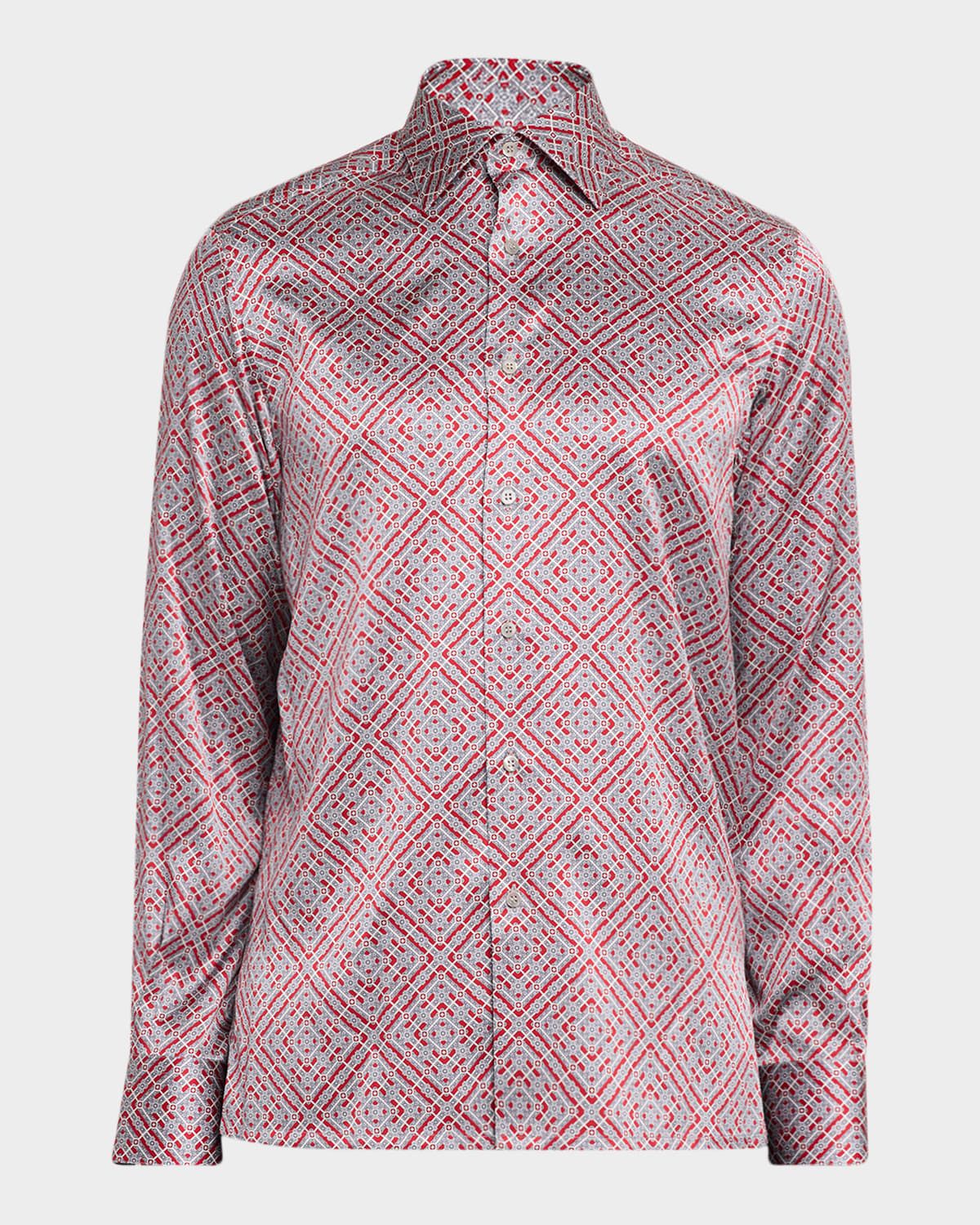 Men & apos;s Silk Geometric Classic-Fit Sport Shirt